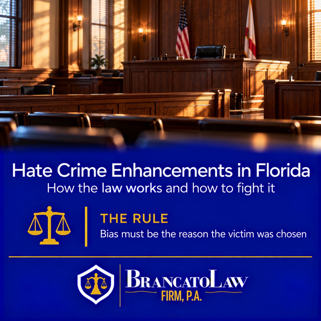Florida hate crime enhancement under section 775.085: bias must be the reason the victim was chosen, explained by The Brancato Law Firm, P.A. in Tampa